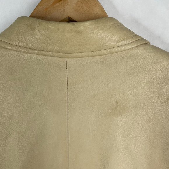 Vintage Danier  100% Genuine Leather  Blazer Button Down Jacket  Y2K  Beige Tan - Picture 5 of 5